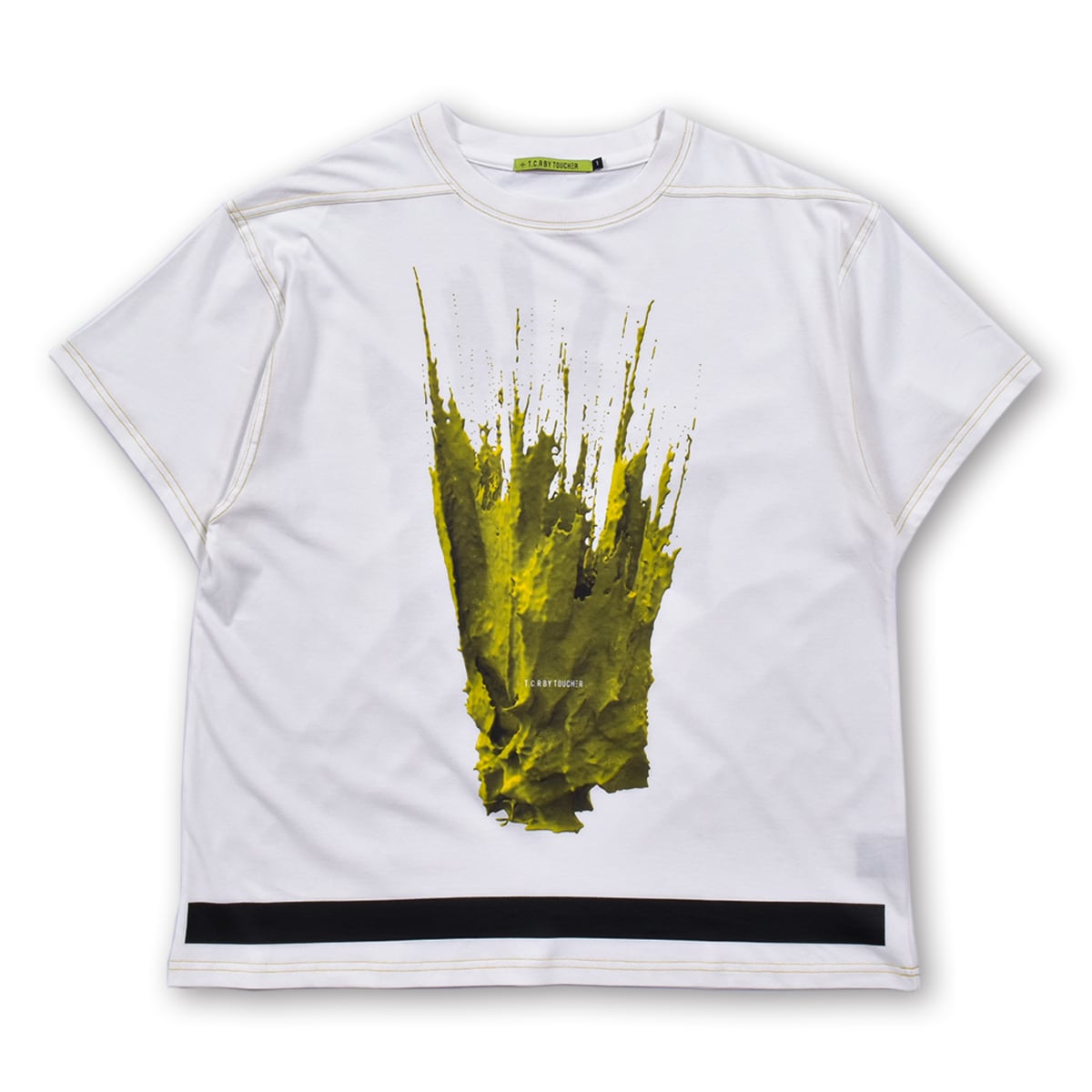 LIQUID OVERSIZED  S/S TEE - WHITE/YELLOW