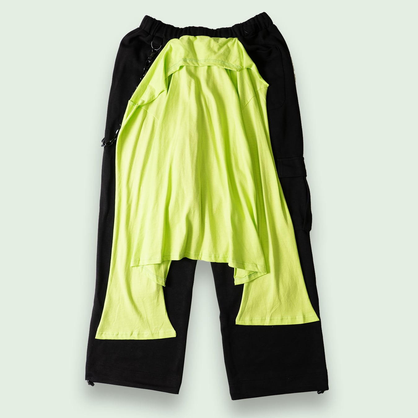 REWORK SWEAT CARGO PANTS - NEON GREEN/BLACK