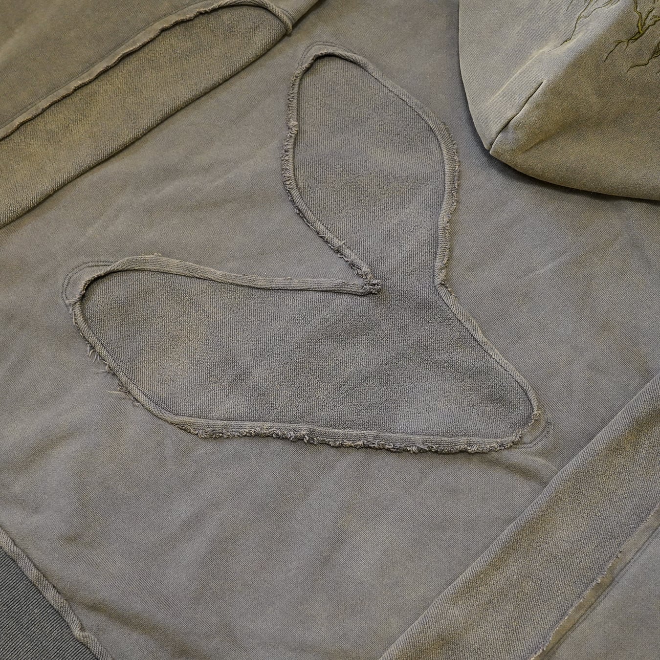 T.C.R DISTRESSED WASHED FULL-ZIP  BAGGY HOODIE - KHAKI