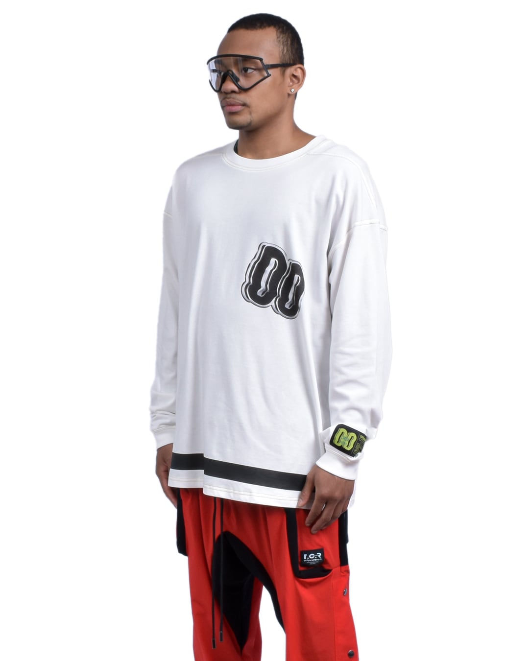 CELL OVERSIZED  L/S TEE - WHITE/YELLOW