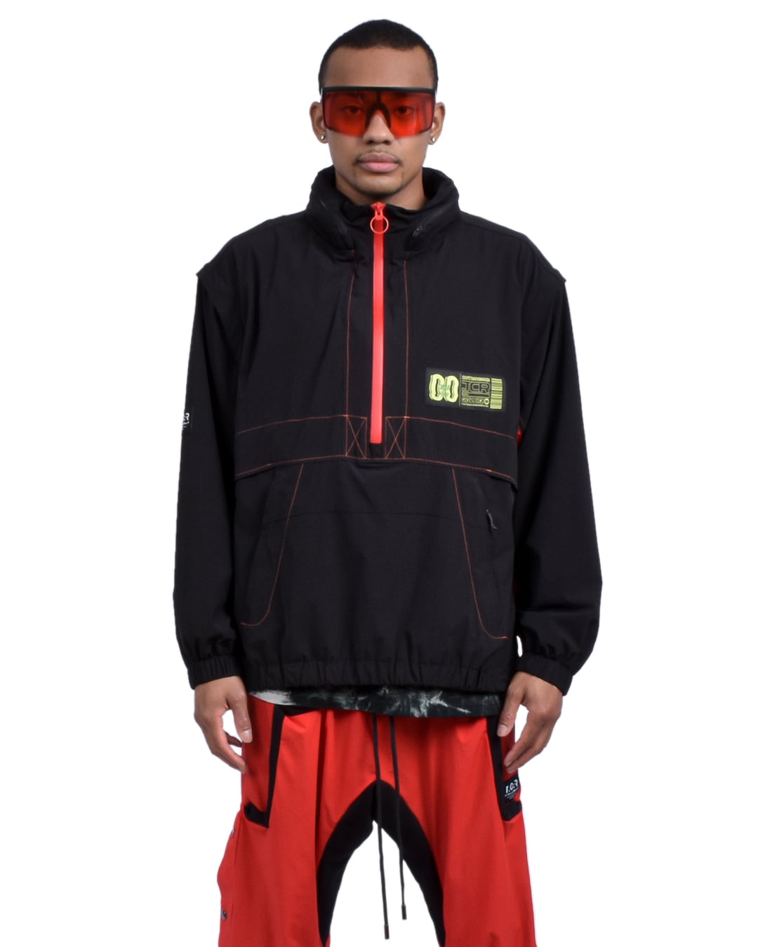 T.C.R TRICLIMATE 2WAY SHELL ANORAK V2 - BLACK/RED