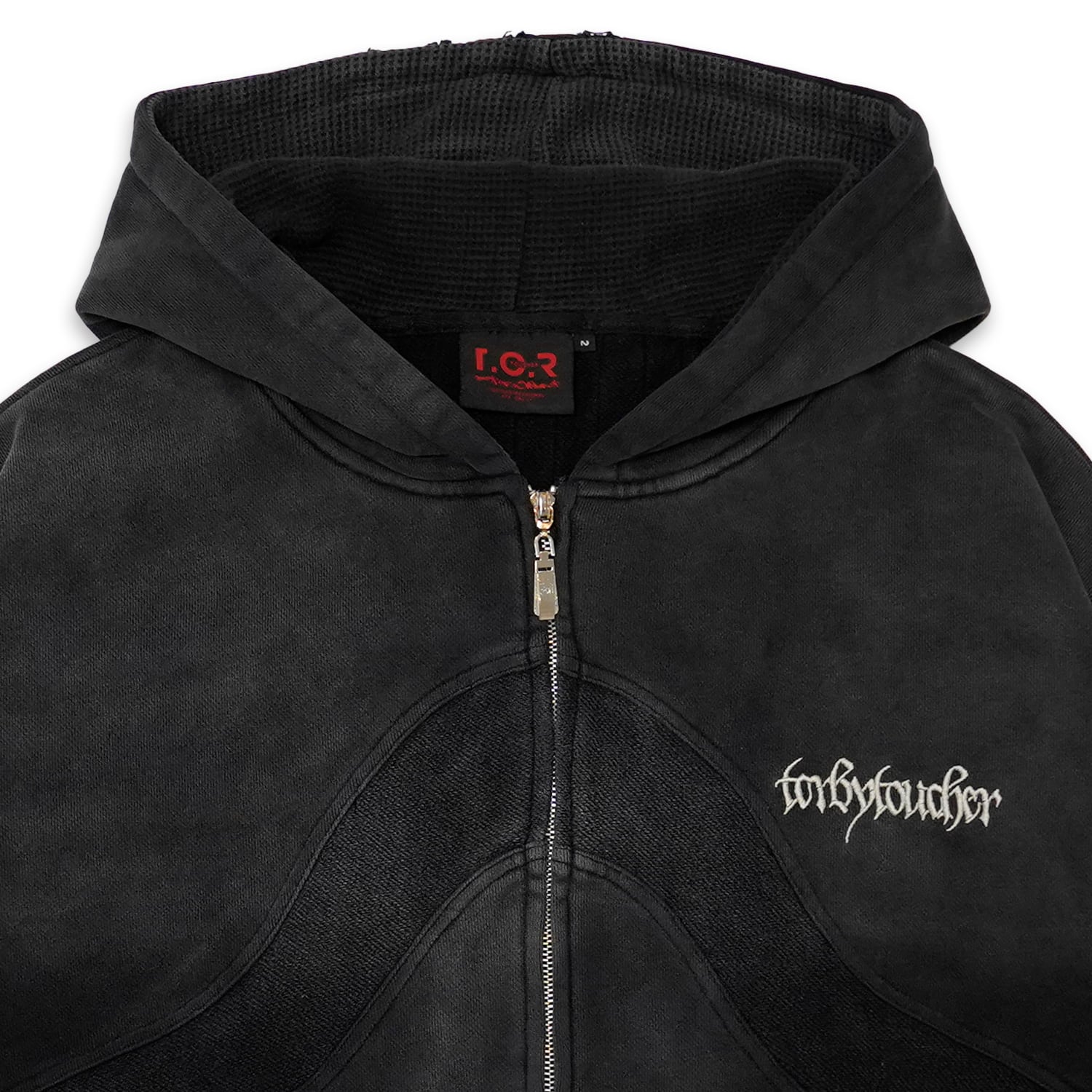 T.C.R DARK KNIGHT CROPPED ZIP HOODIE - BLACK