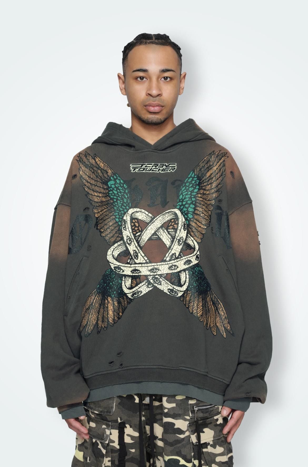 T.C.R THRONES ACID HOODIE - GRAY
