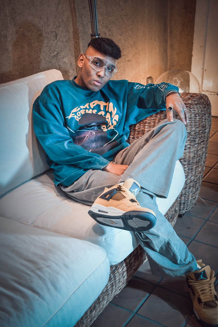 T.C.R MESSAGGIO L/S TEE - OLD BLUE GREEN