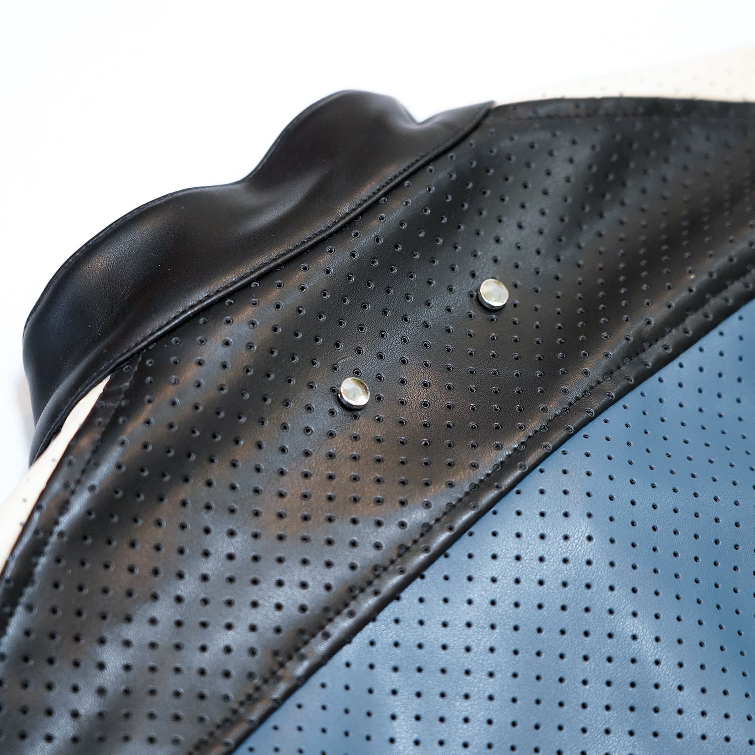 T.C.R MAVERIK MESH LEATHER MOTO JACKET - NAVY