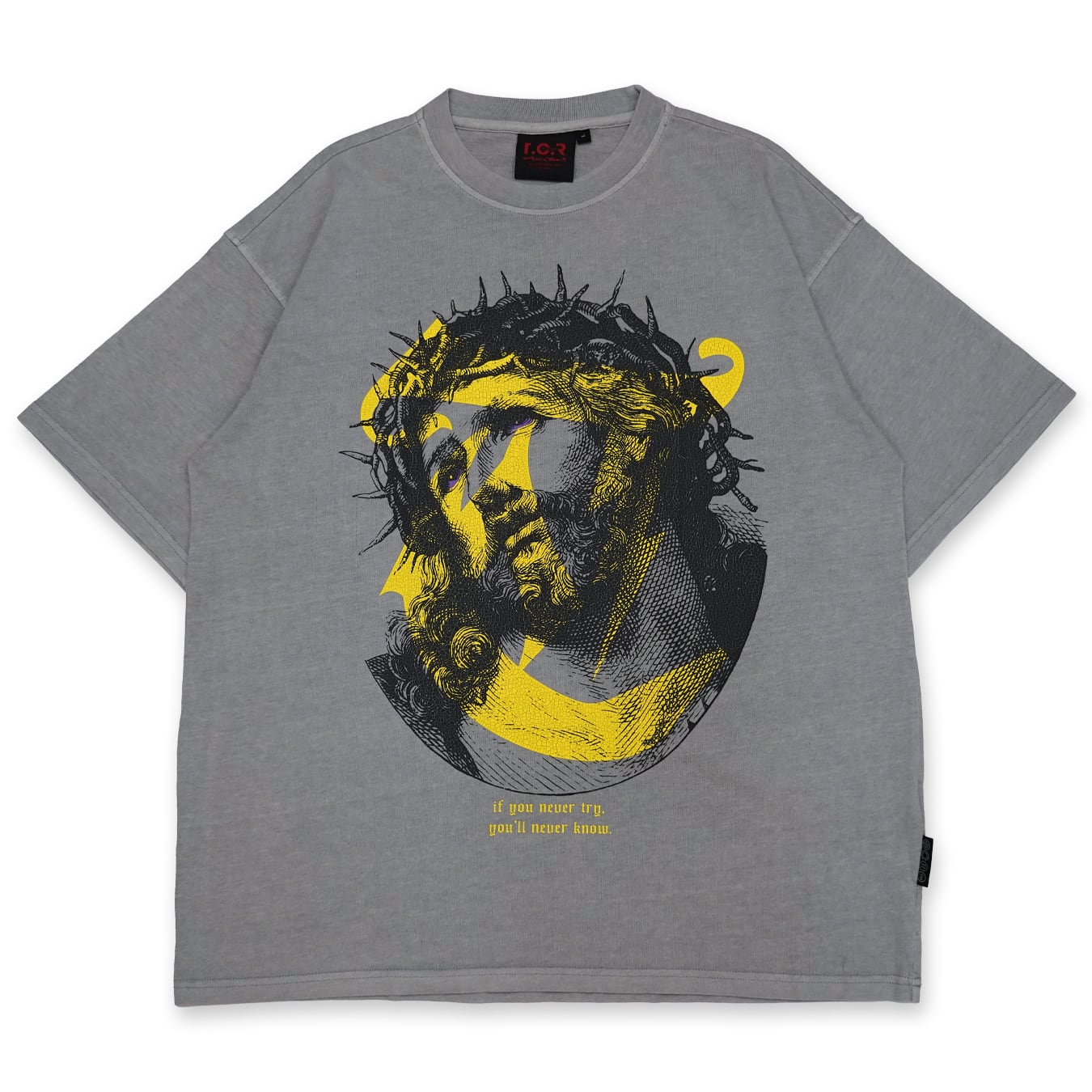 T.C.R LIGHTNING JESUS WASHED S/S TEE - ASH GRAY