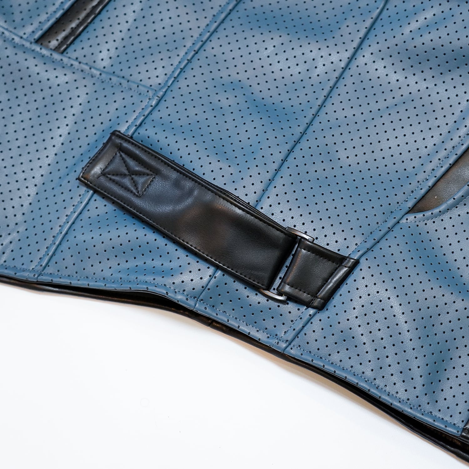 T.C.R MAVERIK MESH LEATHER MOTO JACKET - NAVY