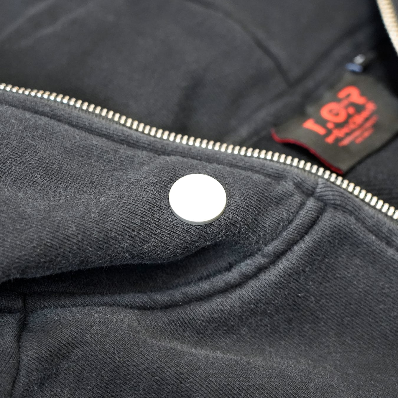 T.C.R DISTRESSED WASHED FULL-ZIP  BAGGY HOODIE - BLACK
