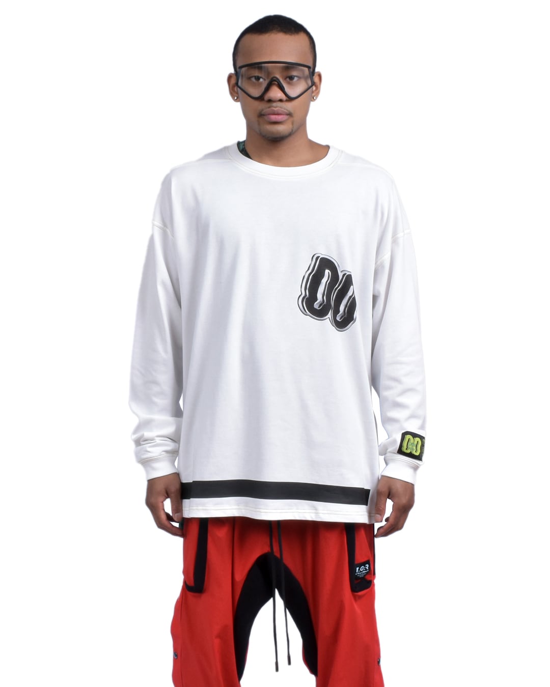 CELL OVERSIZED  L/S TEE - WHITE/YELLOW