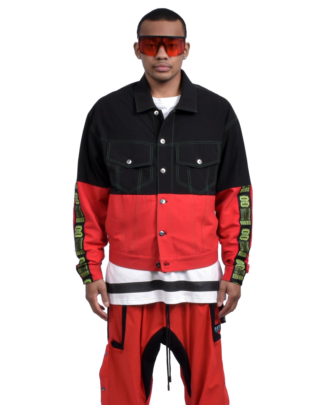 T.C.R EQUIPMENT TRUCKER JACKET V2 - BLACK/RED