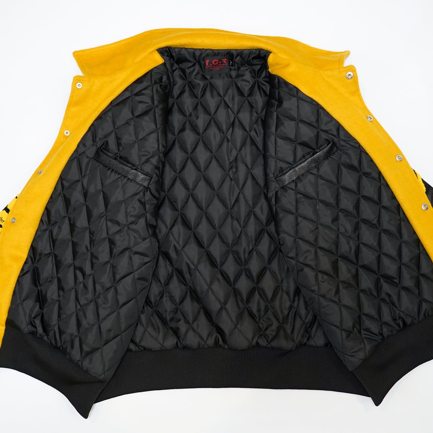 T.C.R RAVER GANG VARSITY LEATHER JACKET - YELLOW