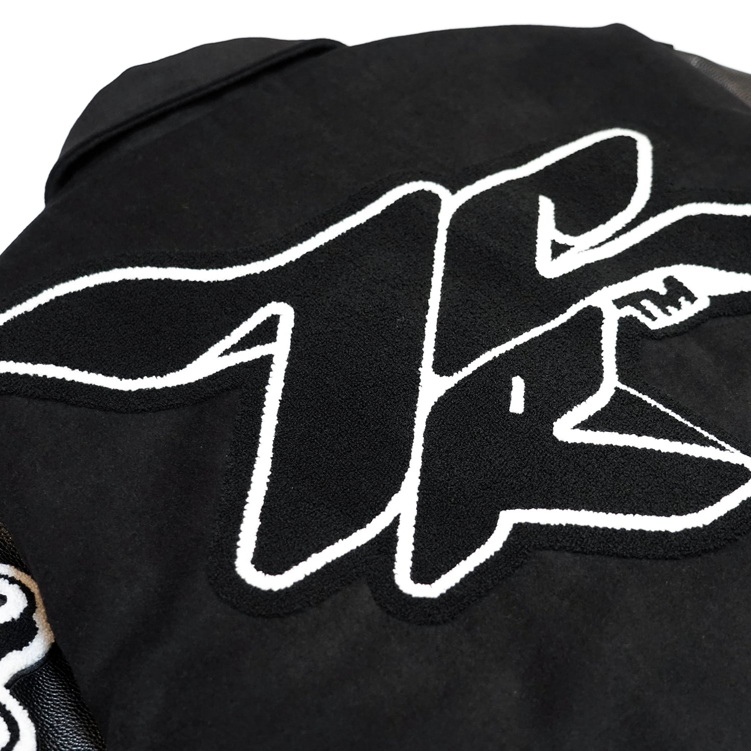 T.C.R RAVER GANG VARSITY LEATHER JACKET - BLACK