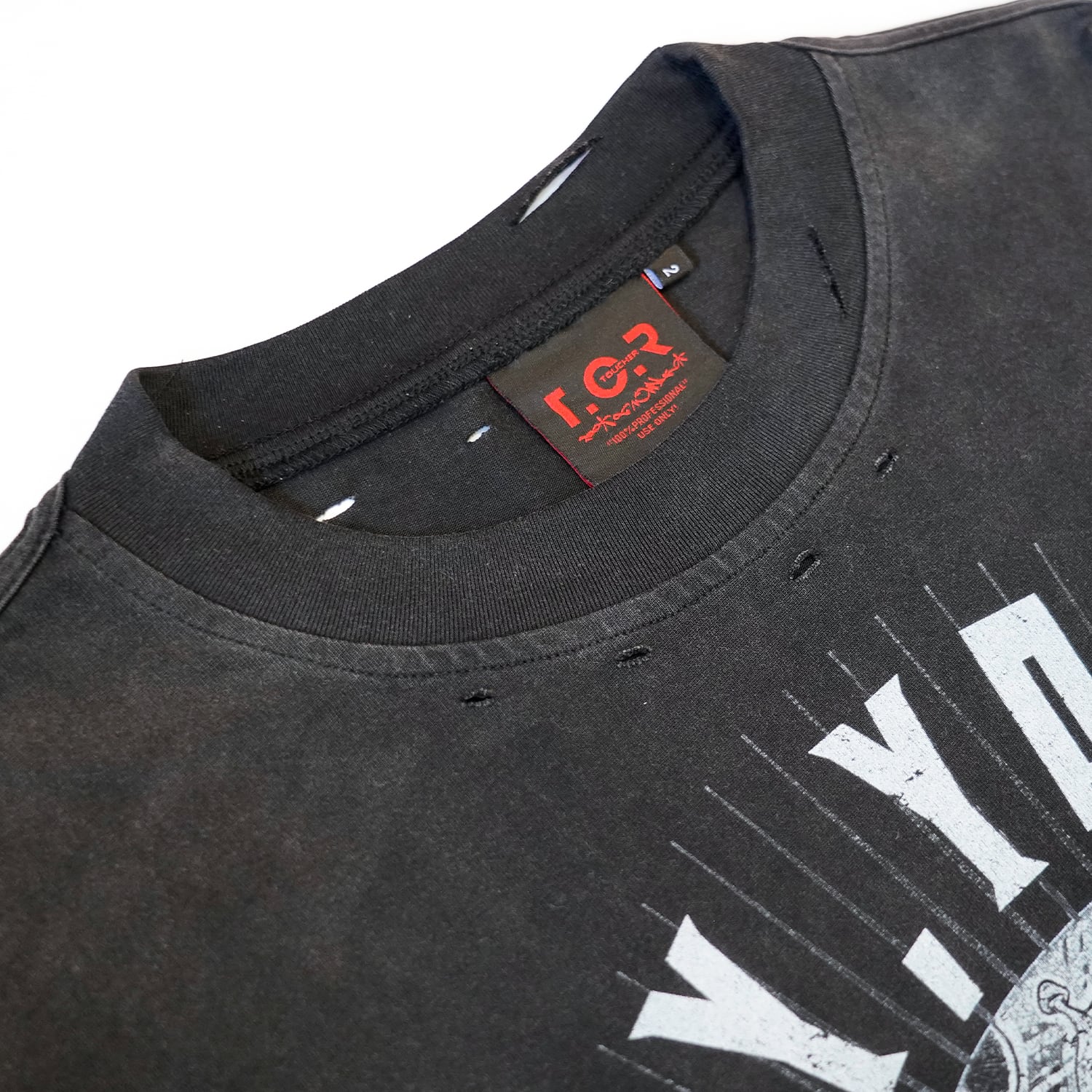 T.C.R JESUS RAVES  DISTRESSED S/S TEE - BLACK