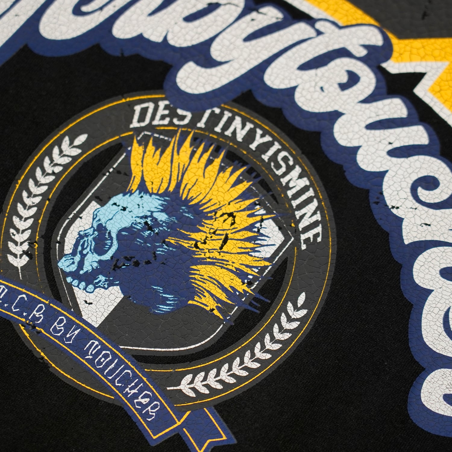 T.C.R COLLEGE LOGO CROPPED WASH S/S TEE - YELLOW / BLACK