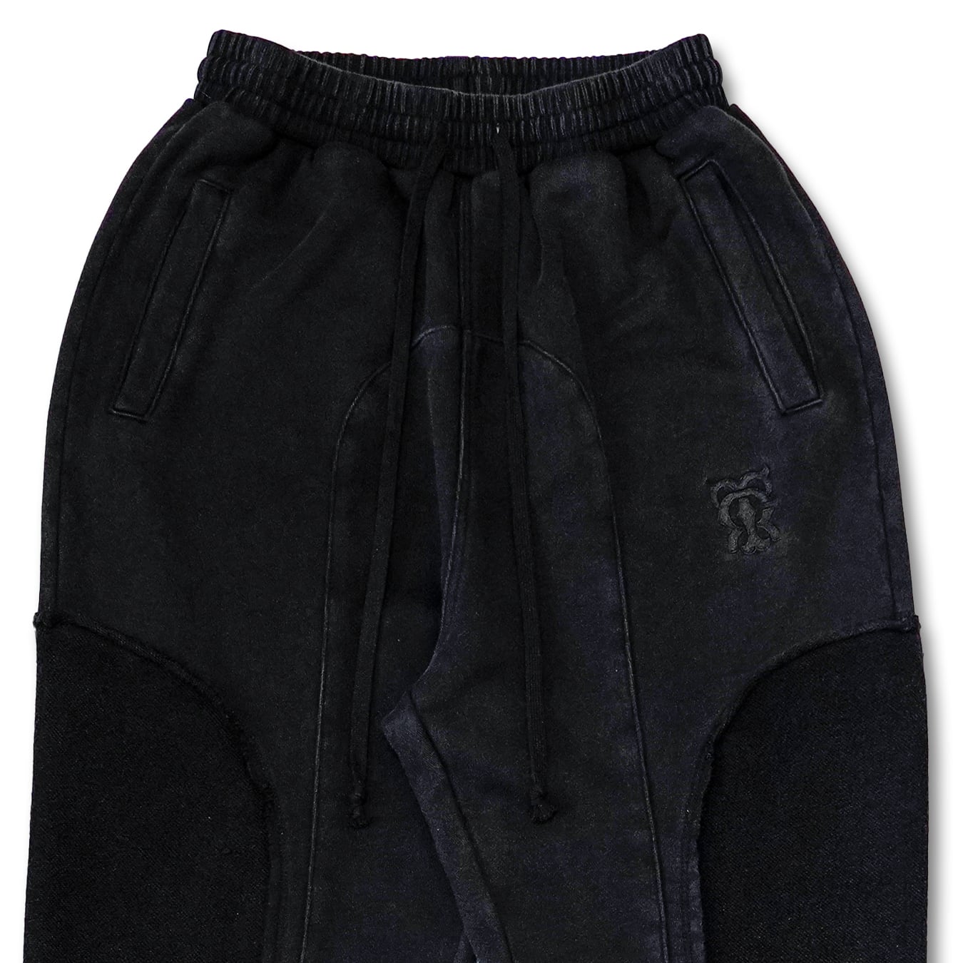 T.C.R DISTRESSED WASHED BAGGY SWEAT PANTS - BLACK
