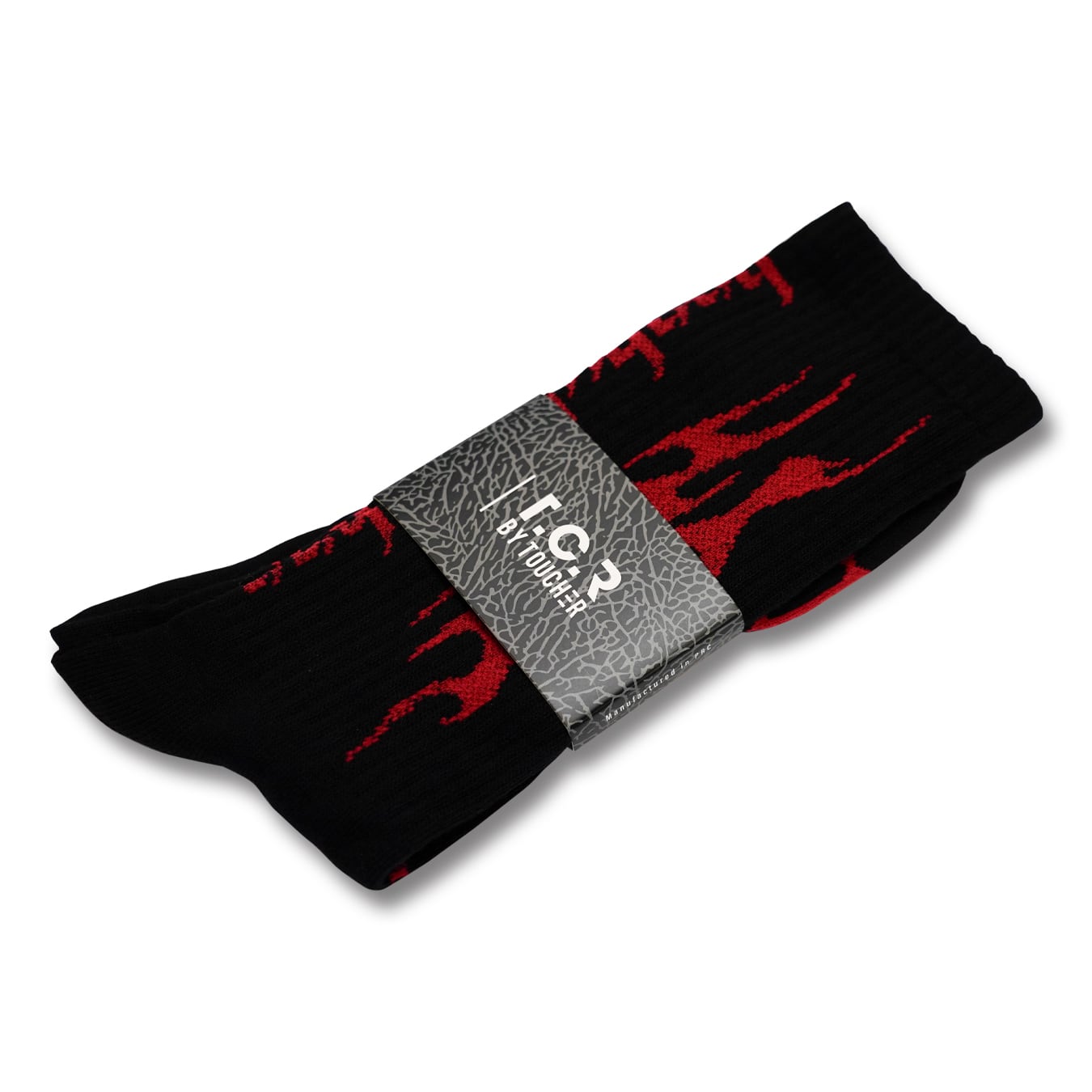 T.C.R TRIBAL FLAME SOCKS - BLACK/RED