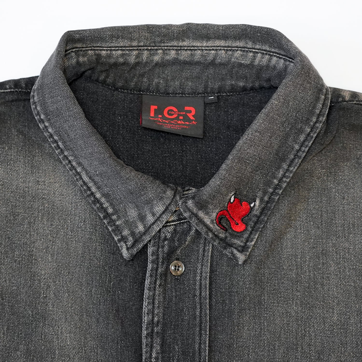 T.C.R DESTROYED OVERSIZED DENIM SHIRT - BLACK