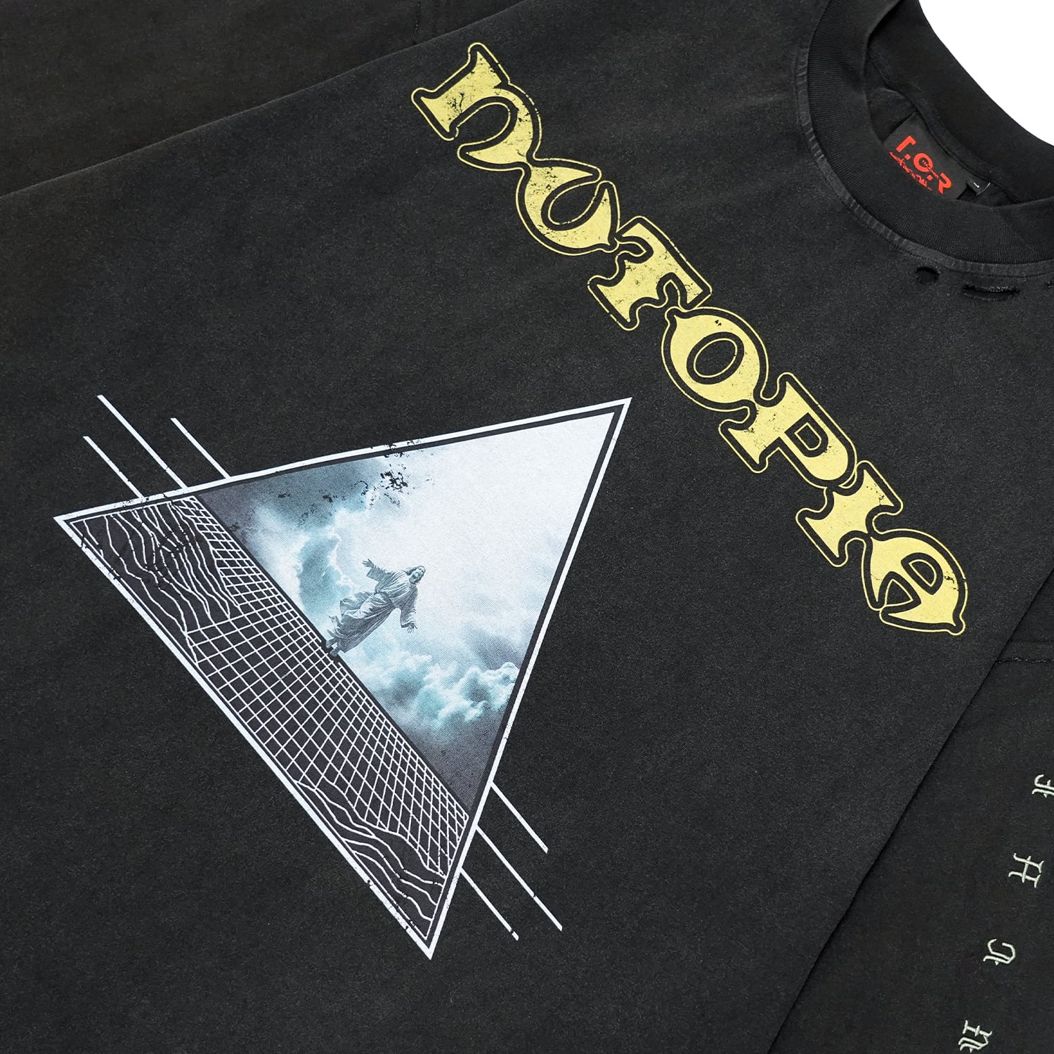 T.C.R NUTOPIA WASHED DAMAGE L/S TEE - BLACK