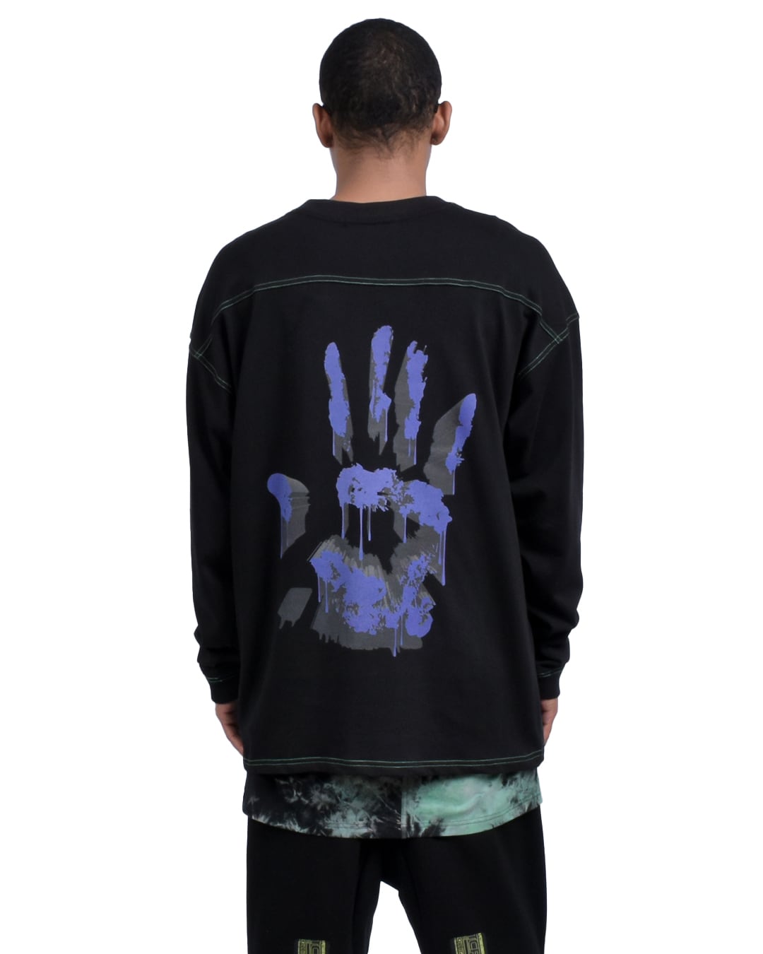 LIQUID OVERSIZED  L/S TEE - BLACK/GREEN