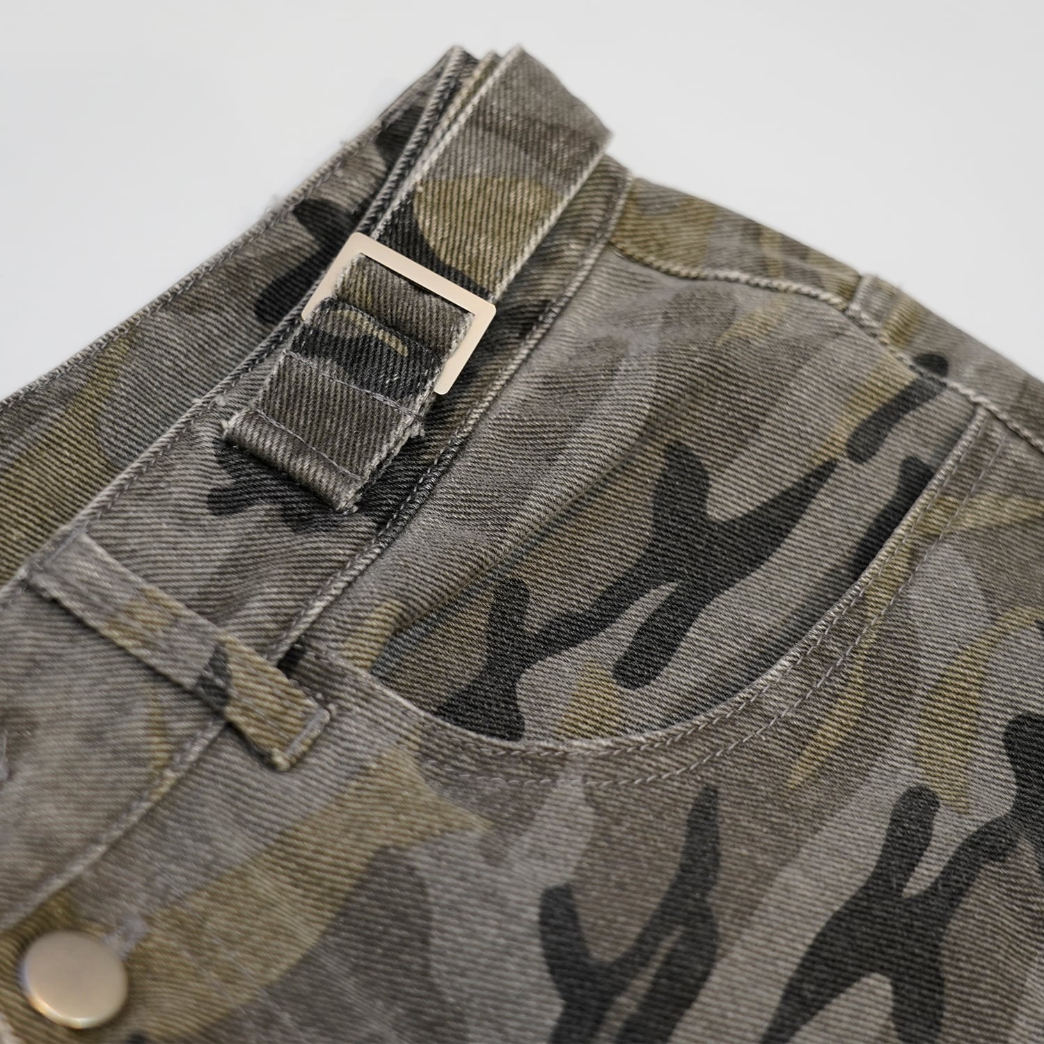 T.C.R WASHED DOUBLE WAIST BAGGY PANTS - GRAY