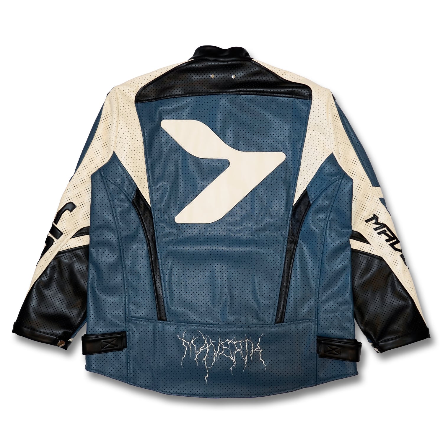T.C.R MAVERIK MESH LEATHER MOTO JACKET - NAVY