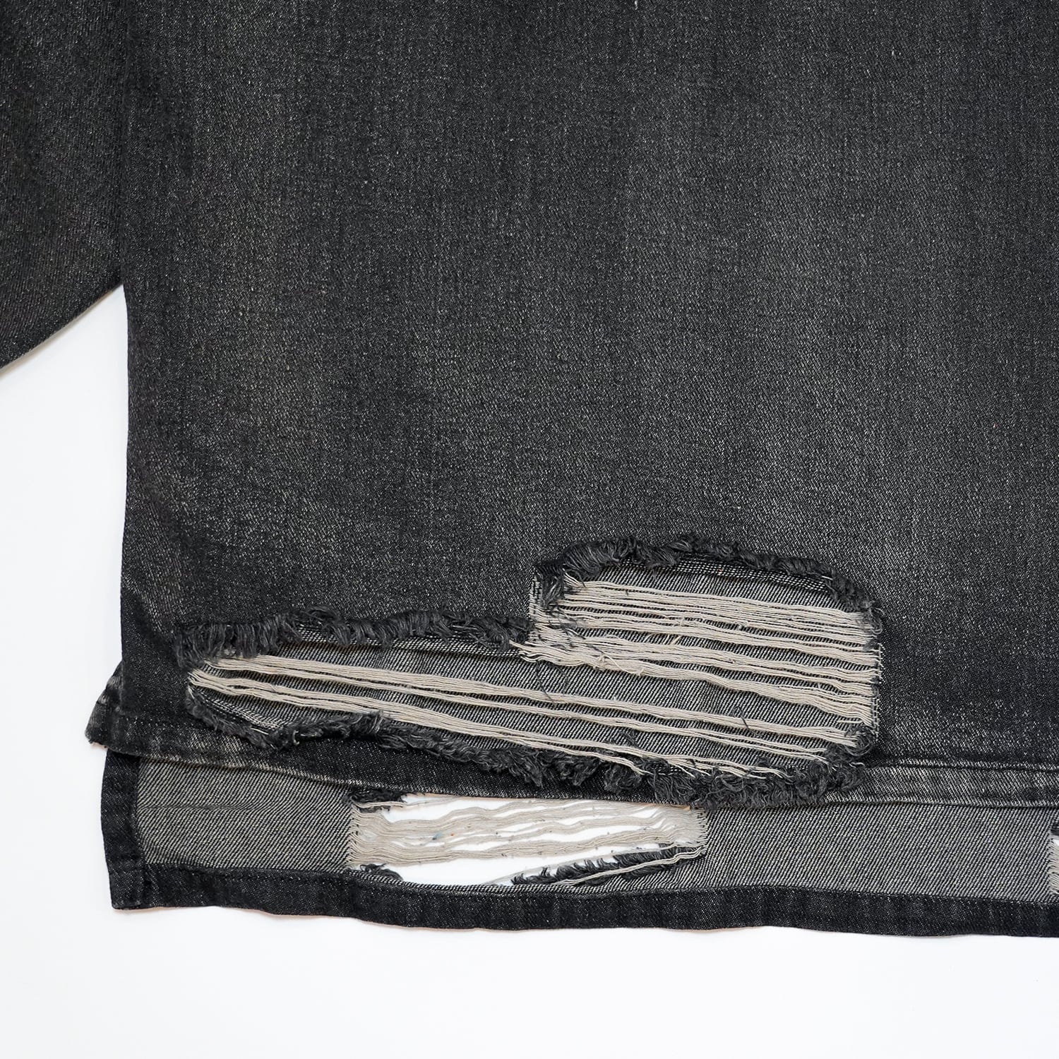 T.C.R DESTROYED OVERSIZED DENIM SHIRT - BLACK