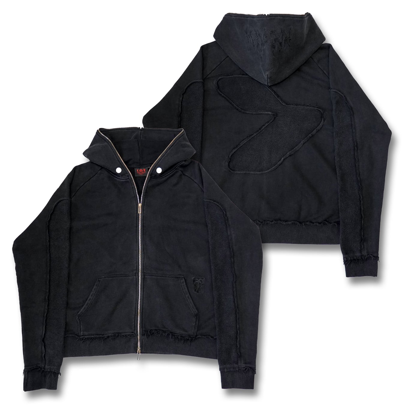 T.C.R BY TOUCHERブラック ジップアップ フード付きパーカー SWEAT Collection | T.C.R BY TOUCHER
