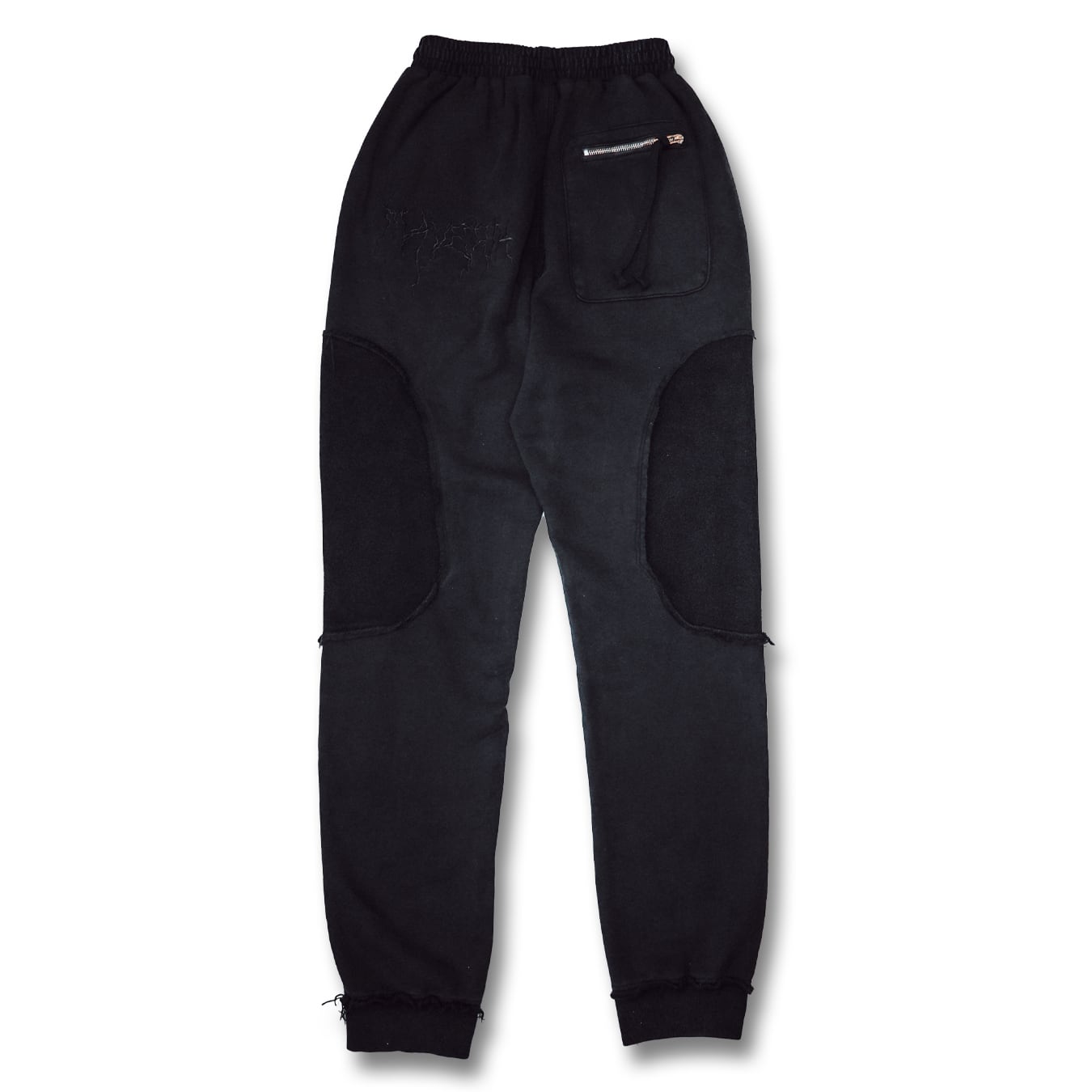T.C.R DISTRESSED WASHED BAGGY SWEAT PANTS - BLACK