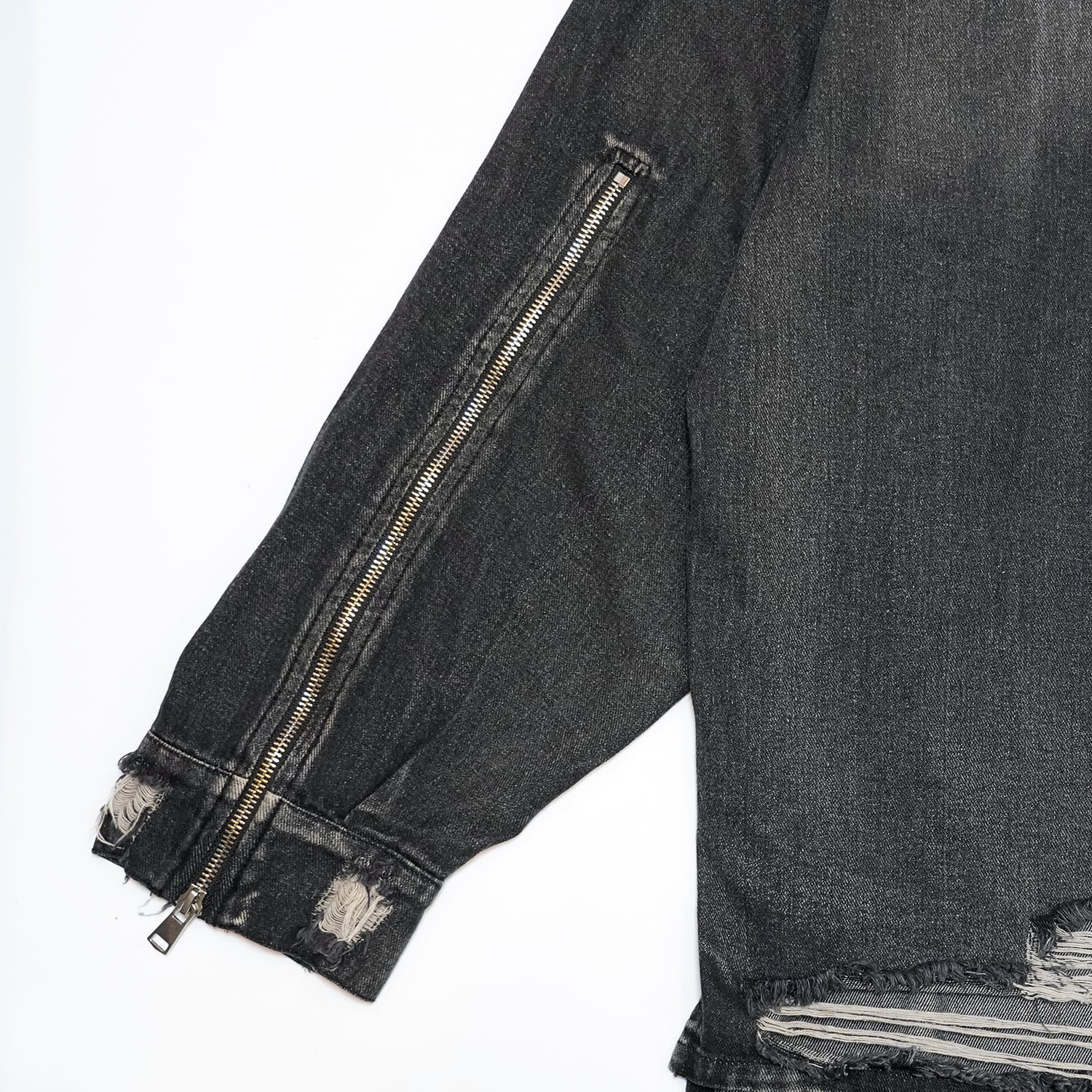 T.C.R DESTROYED OVERSIZED DENIM SHIRT - BLACK