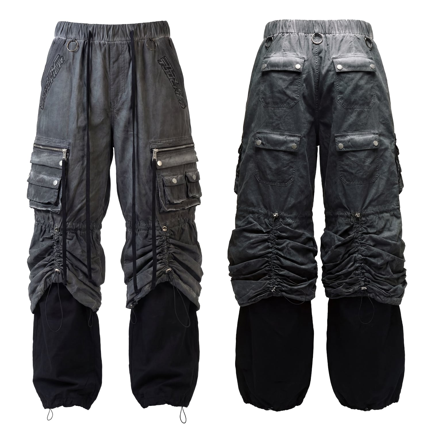 T.C.R TRANSFORM LAYERD BAGGY PANTS - BLACK