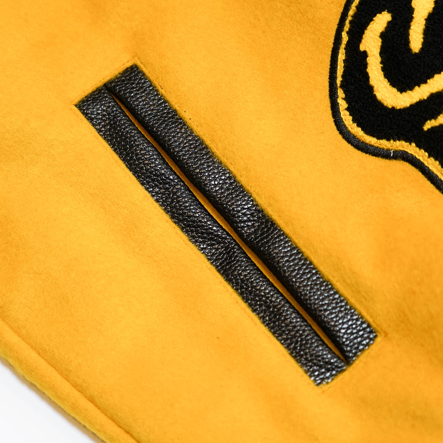 T.C.R RAVER GANG VARSITY LEATHER JACKET - YELLOW