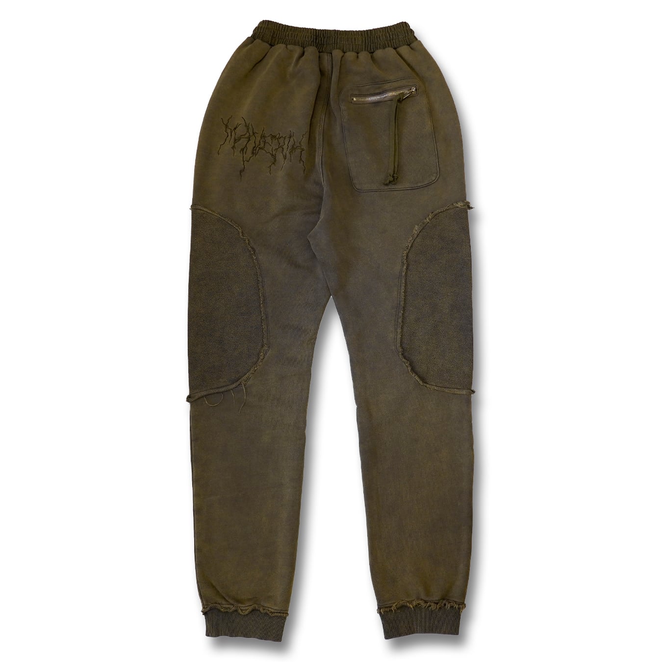 T.C.R DISTRESSED WASHED BAGGY SWEAT PANTS - KHAKI