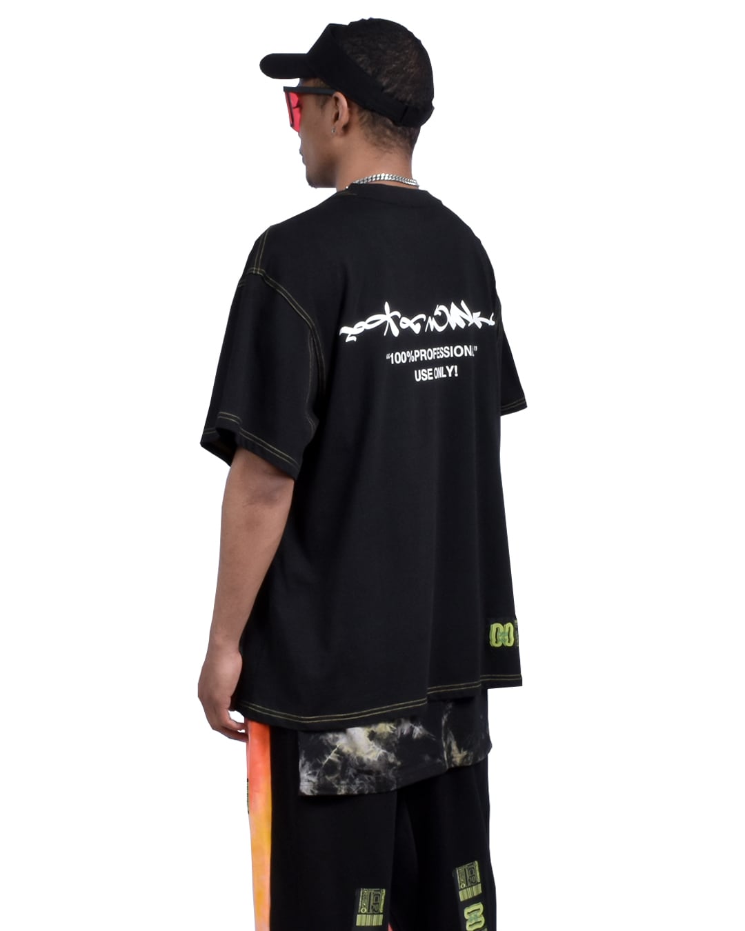 TUNNEL VISION OVERSIZED  S/S TEE - BLACK/YELLOW