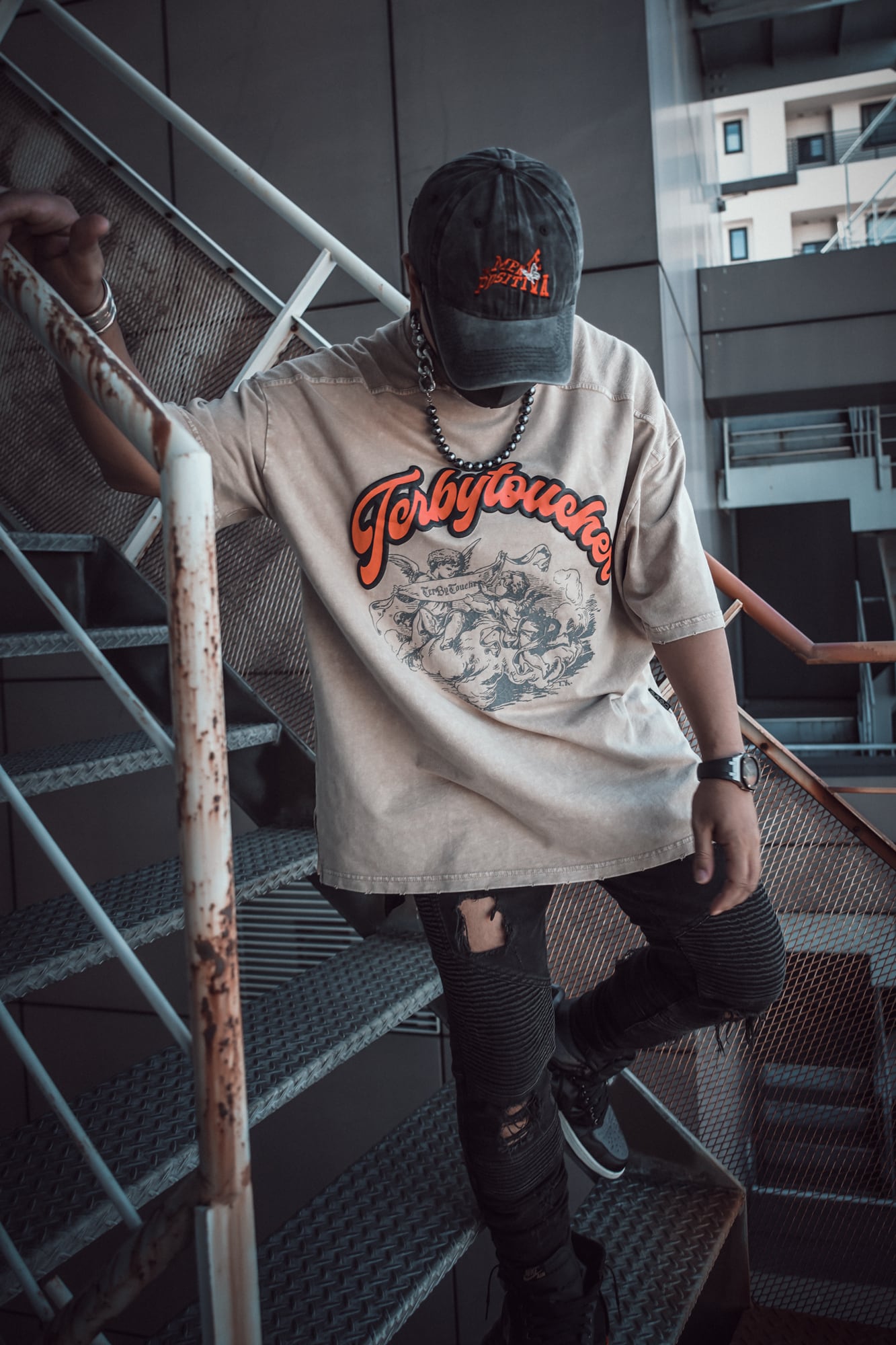 T.C.R ANGELS WASHED S/S PANEL TEE - IVOLY