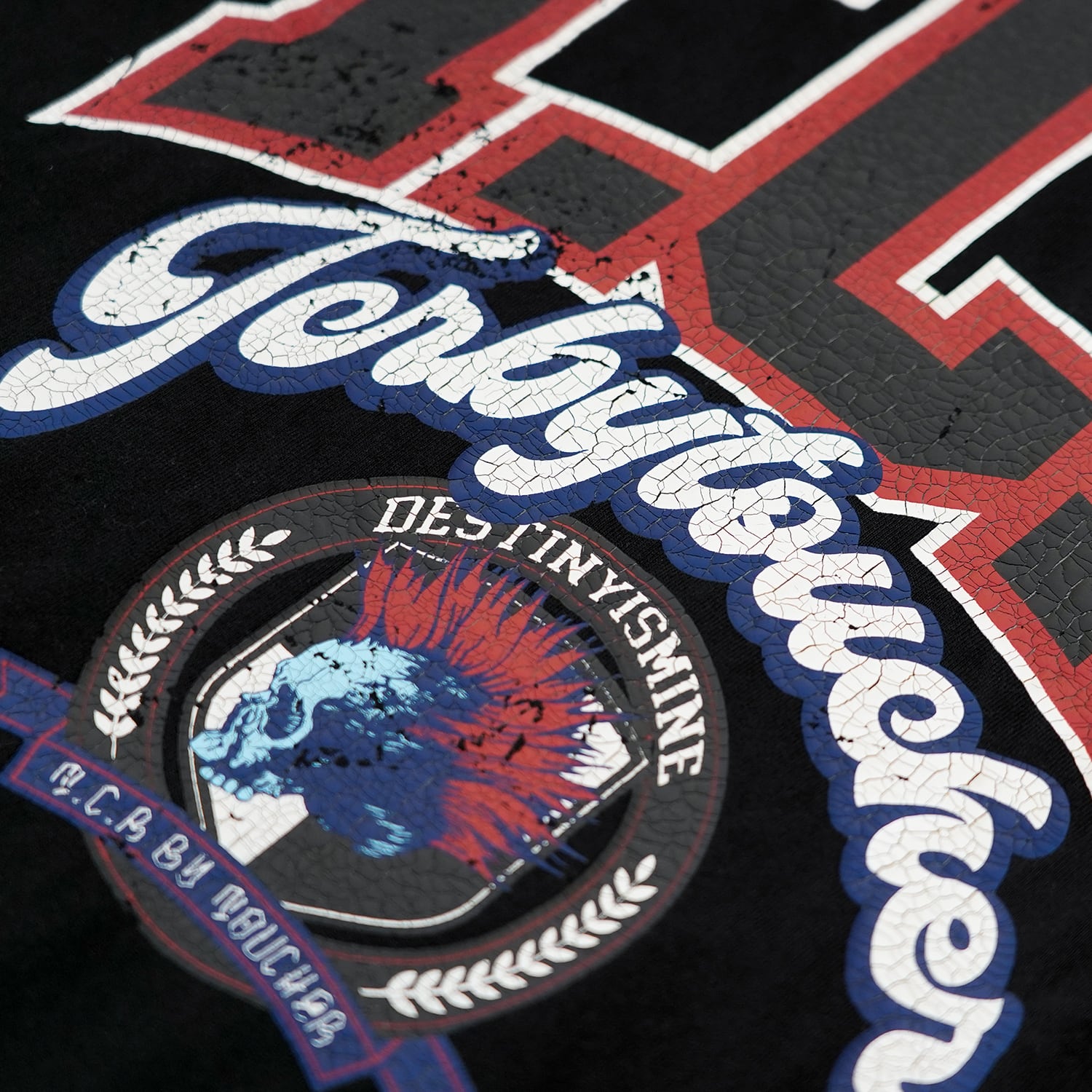 T.C.R COLLEGE LOGO CROPPED WASH S/S TEE - RED / BLACK