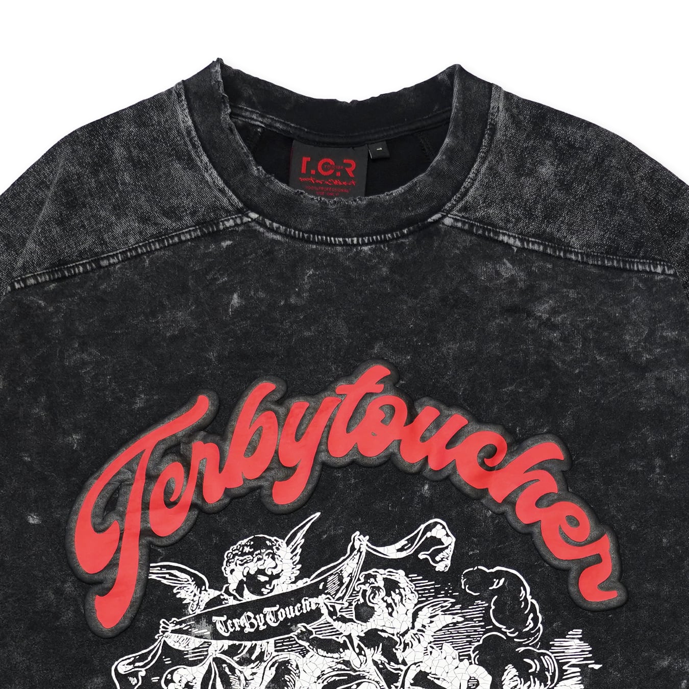 T.C.R ANGELS WASHED S/S PANEL TEE - BLACK