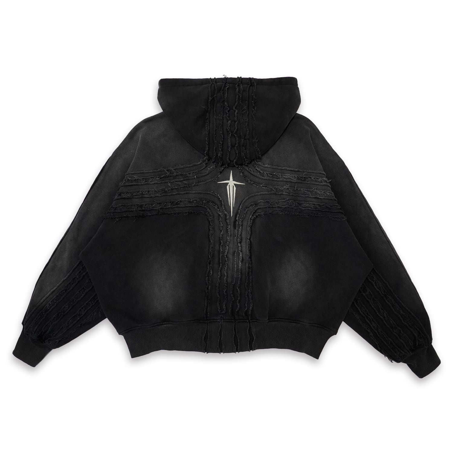 T.C.R DARK KNIGHT CROPPED ZIP HOODIE - BLACK