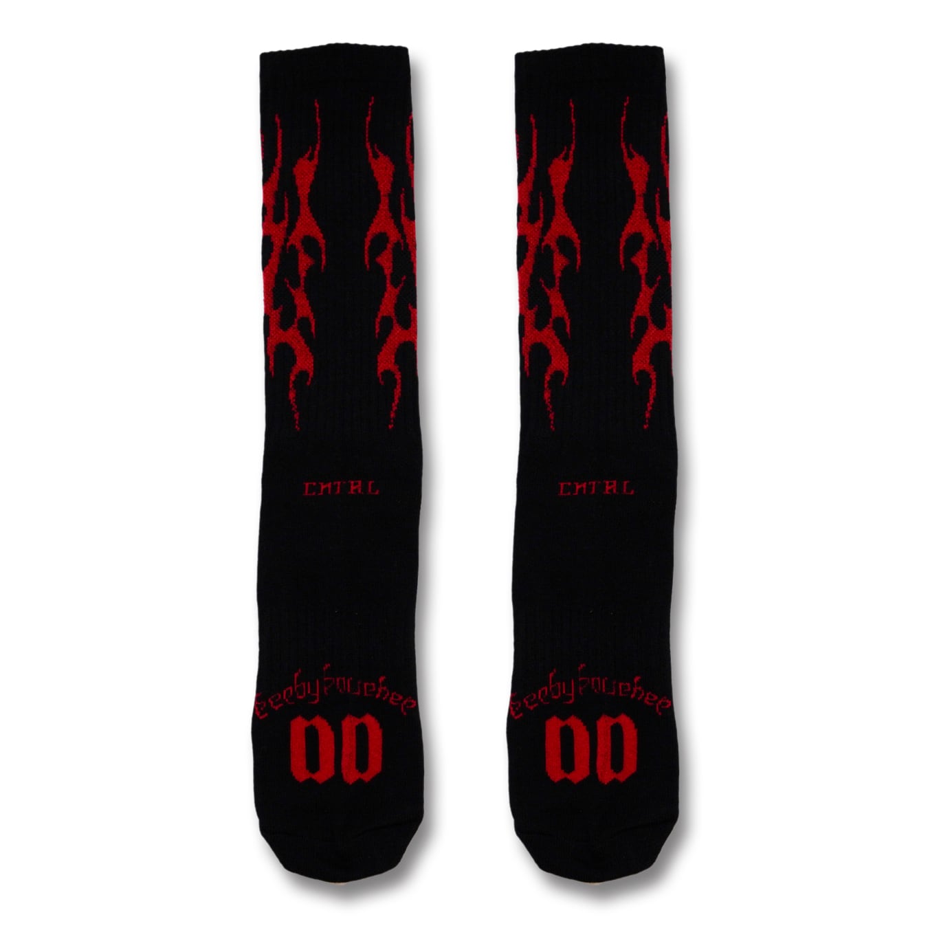 T.C.R TRIBAL FLAME SOCKS - BLACK/RED