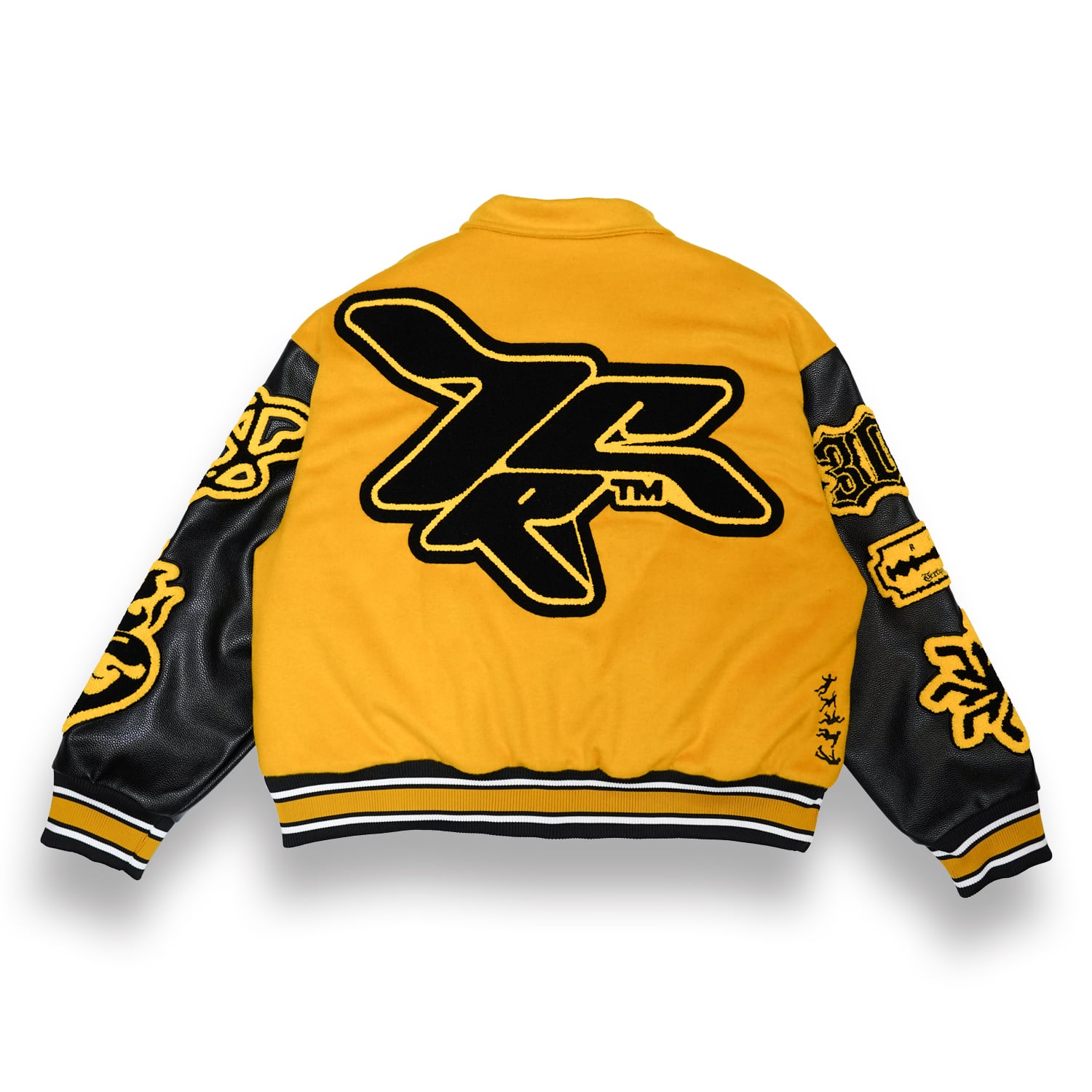T.C.R RAVER GANG VARSITY LEATHER JACKET - YELLOW