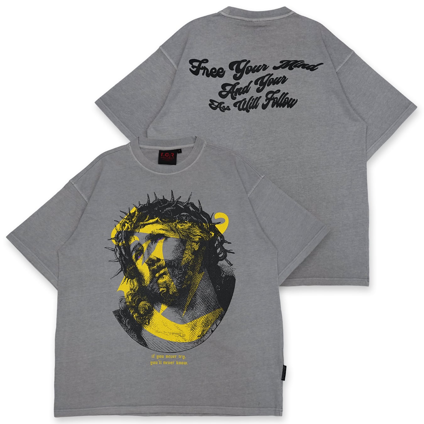 T.C.R LIGHTNING JESUS WASHED S/S TEE - ASH GRAY