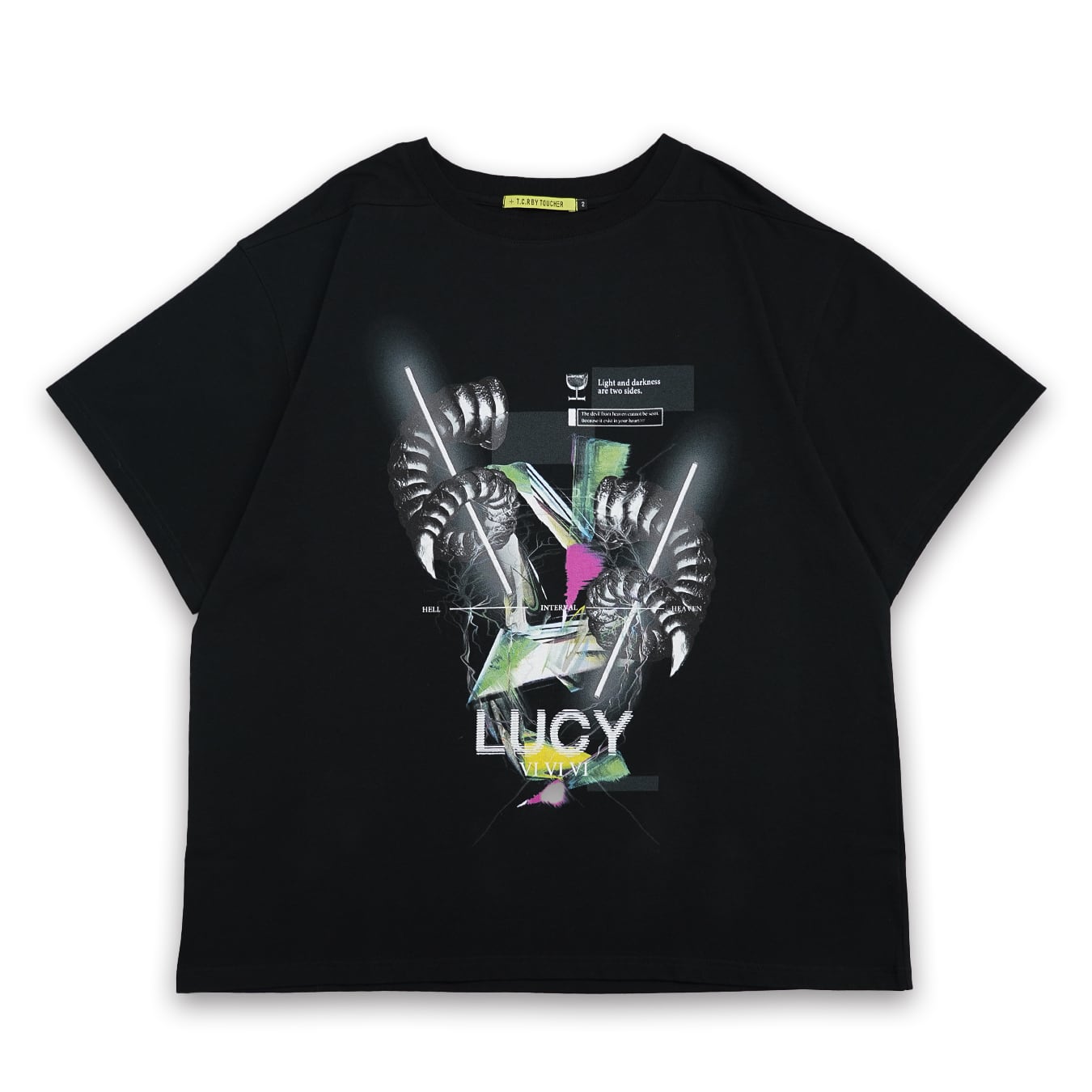 T.C.R & ID & RYHKI COLLAB OVERSIZED  S/S TEE - BLACK