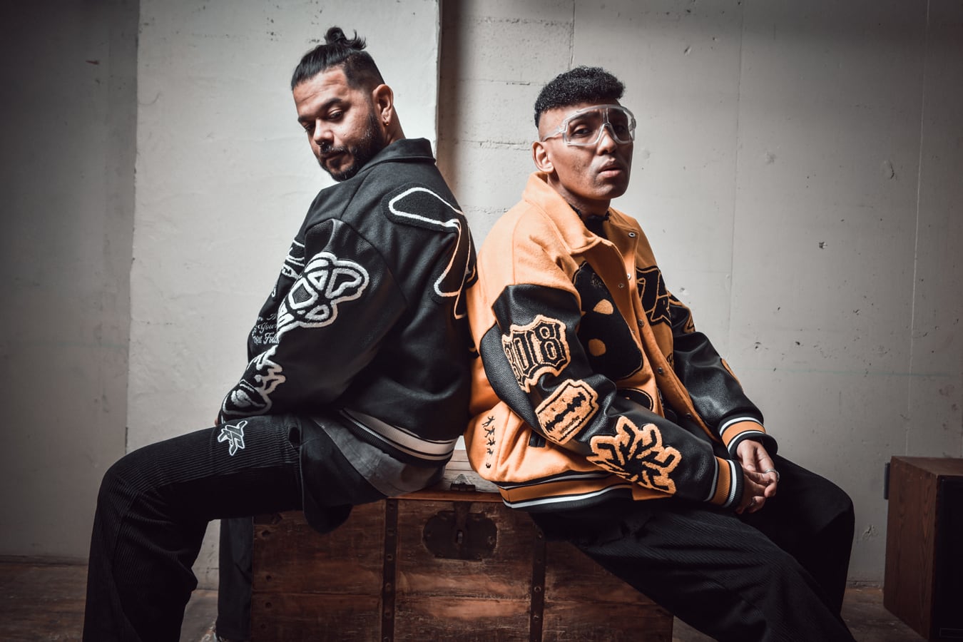 T.C.R RAVER GANG VARSITY LEATHER JACKET - YELLOW