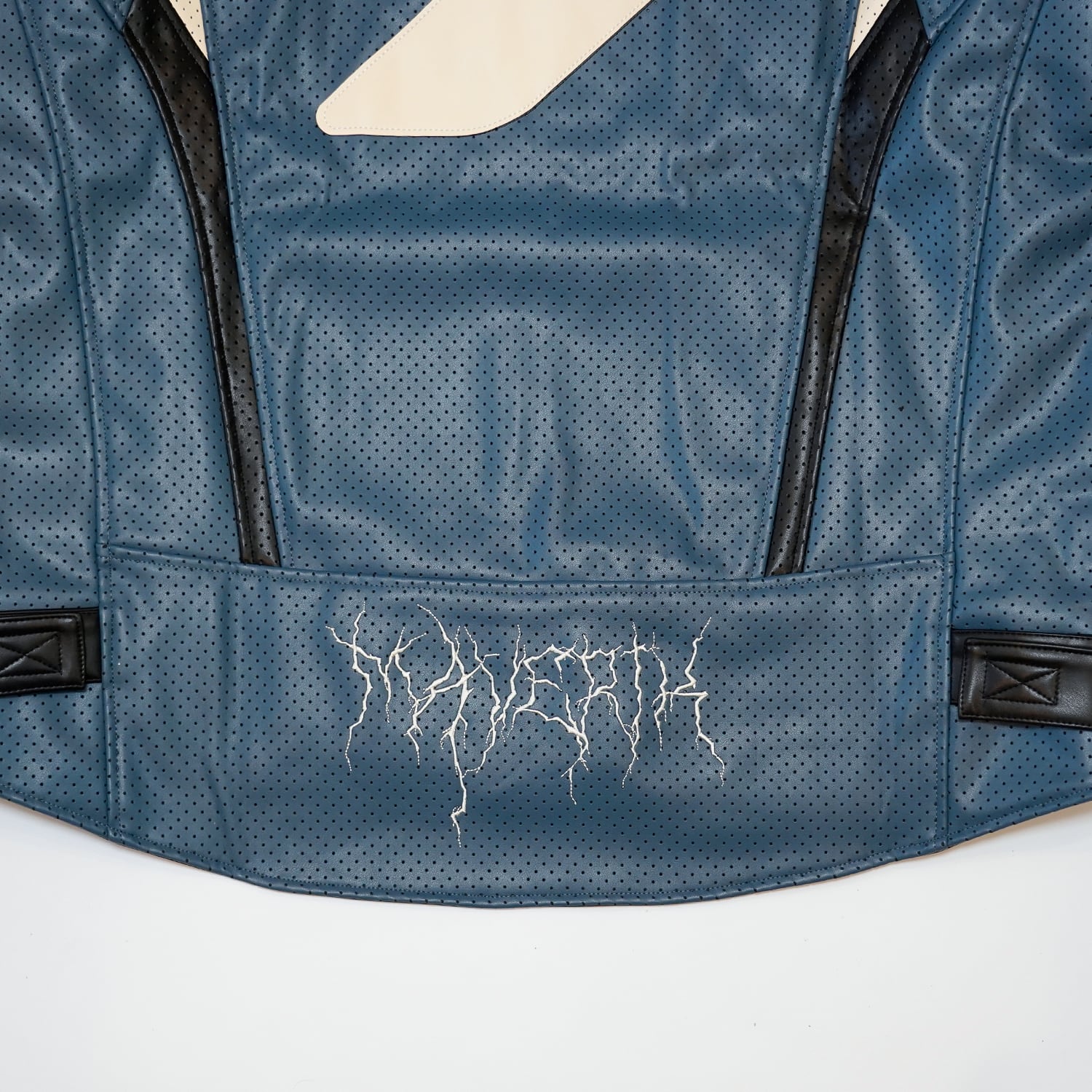 T.C.R MAVERIK MESH LEATHER MOTO JACKET - NAVY