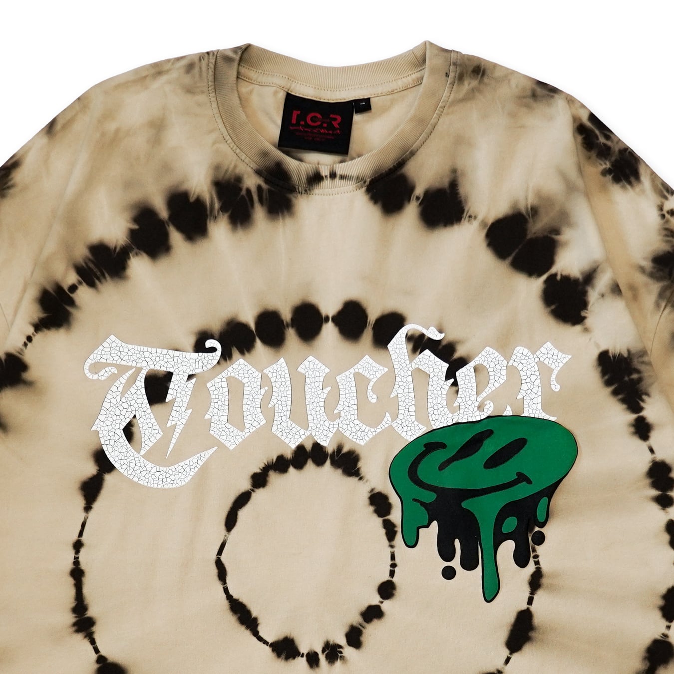 T.C.R DRIP SMILE TIE DYE S/S TEE - KHAKI