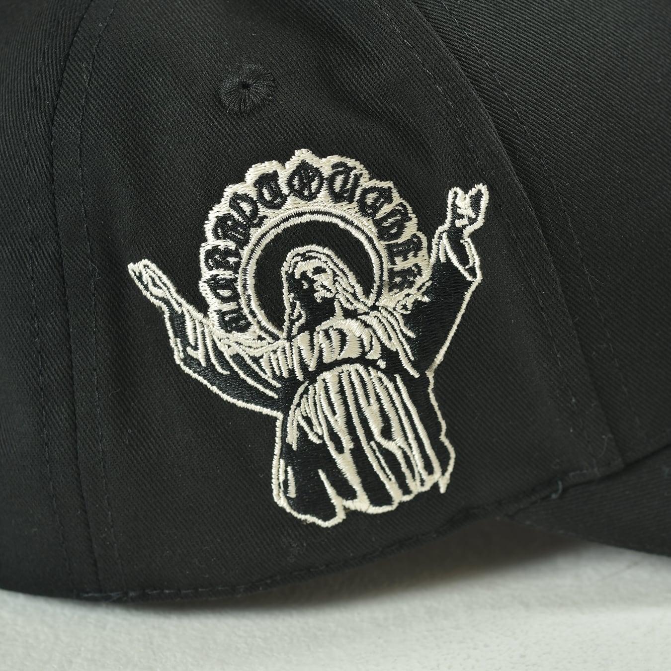 T.C.R  MONOGRAM LOGO 6PANEL JESUS CAP - BLACK