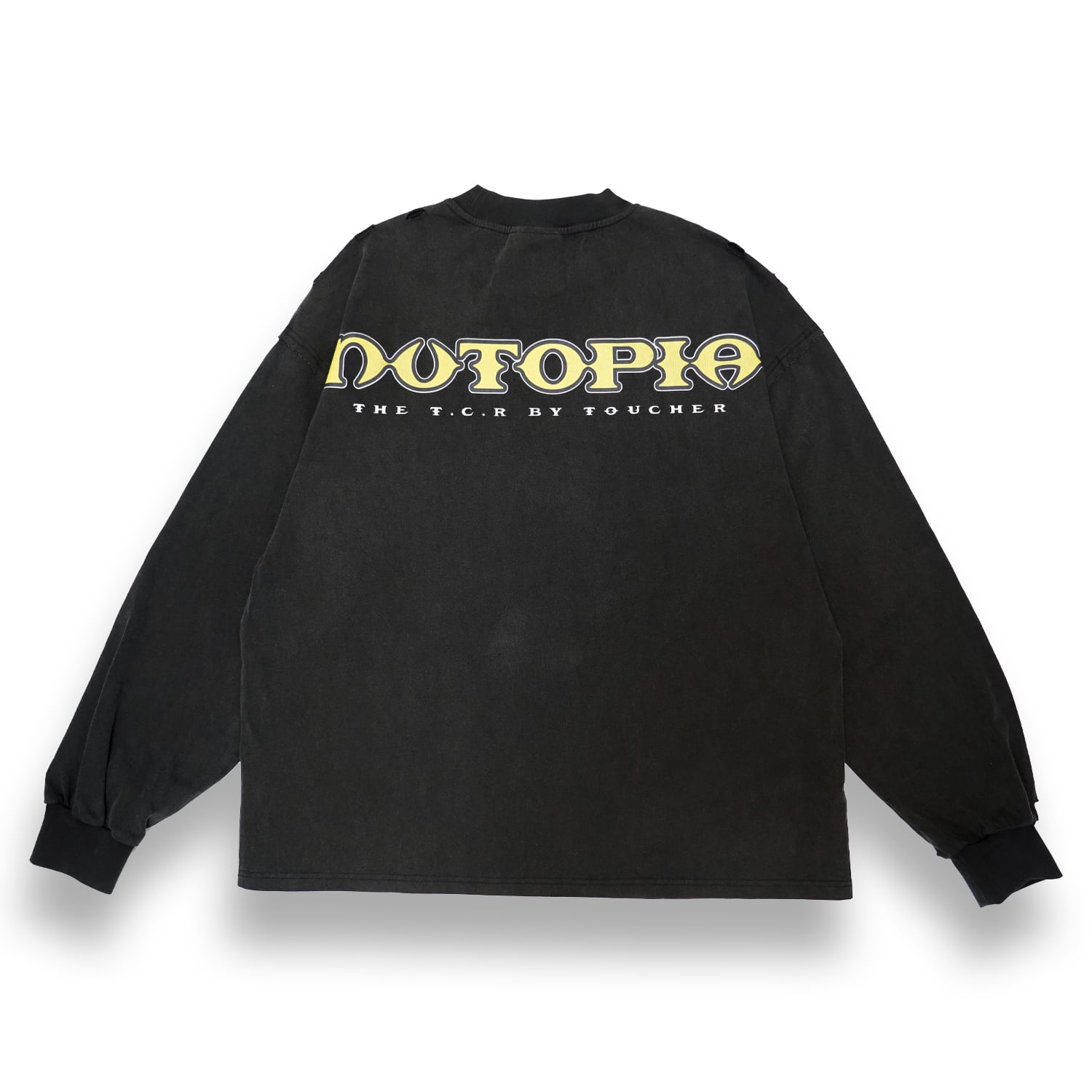 T.C.R NUTOPIA WASHED DAMAGE L/S TEE - BLACK