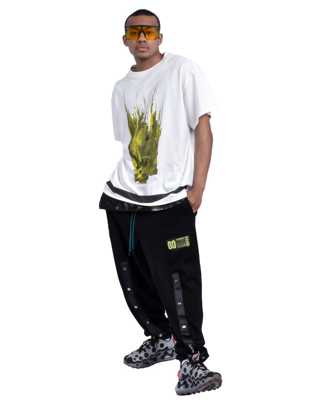 LIQUID OVERSIZED  S/S TEE - WHITE/YELLOW