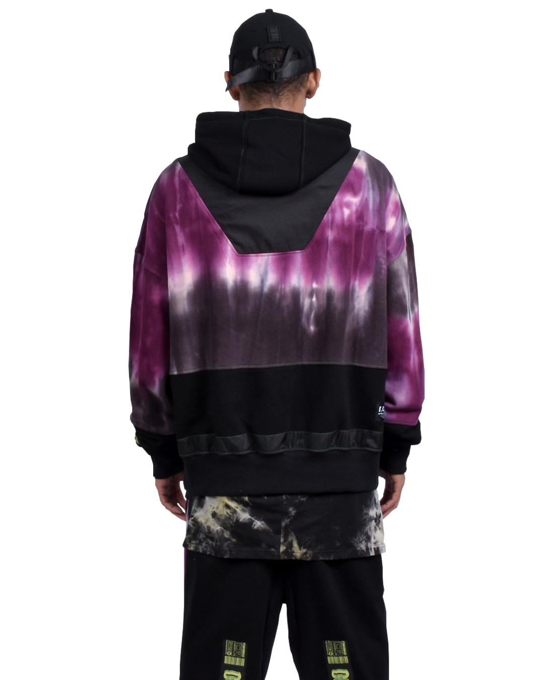 TCR ESSENTIAL TECH TIE DYE HOODIE  - PURPLE/BLACK