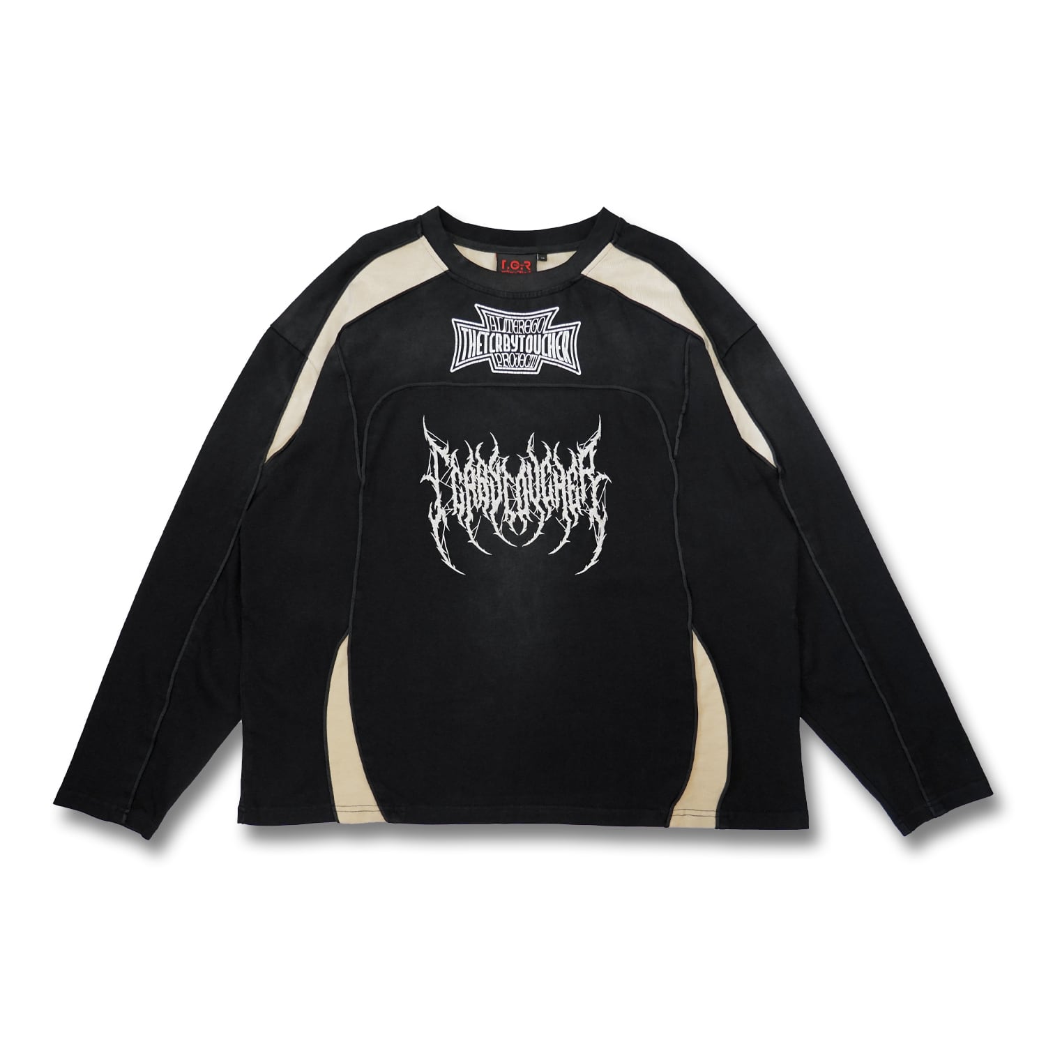 T.C.R DARK RIDER WASHED SPLICED L/S TEE - BLACK