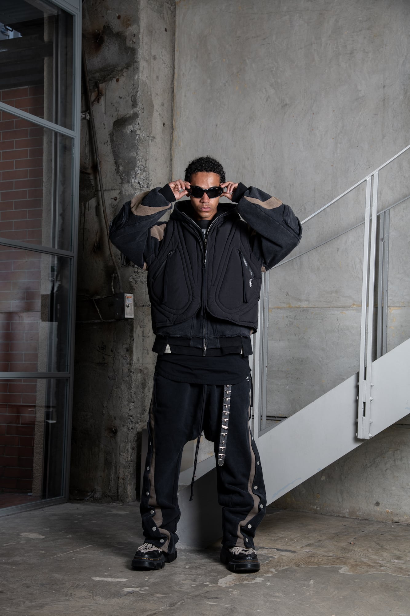 T.C.R GRID PUFFER VEST - BLACK